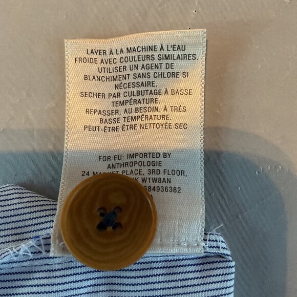 NWOT Maeve Blue & White Striped Off-Shoulder Top With Buttons Womens Size 10 - Picture 6 of 9